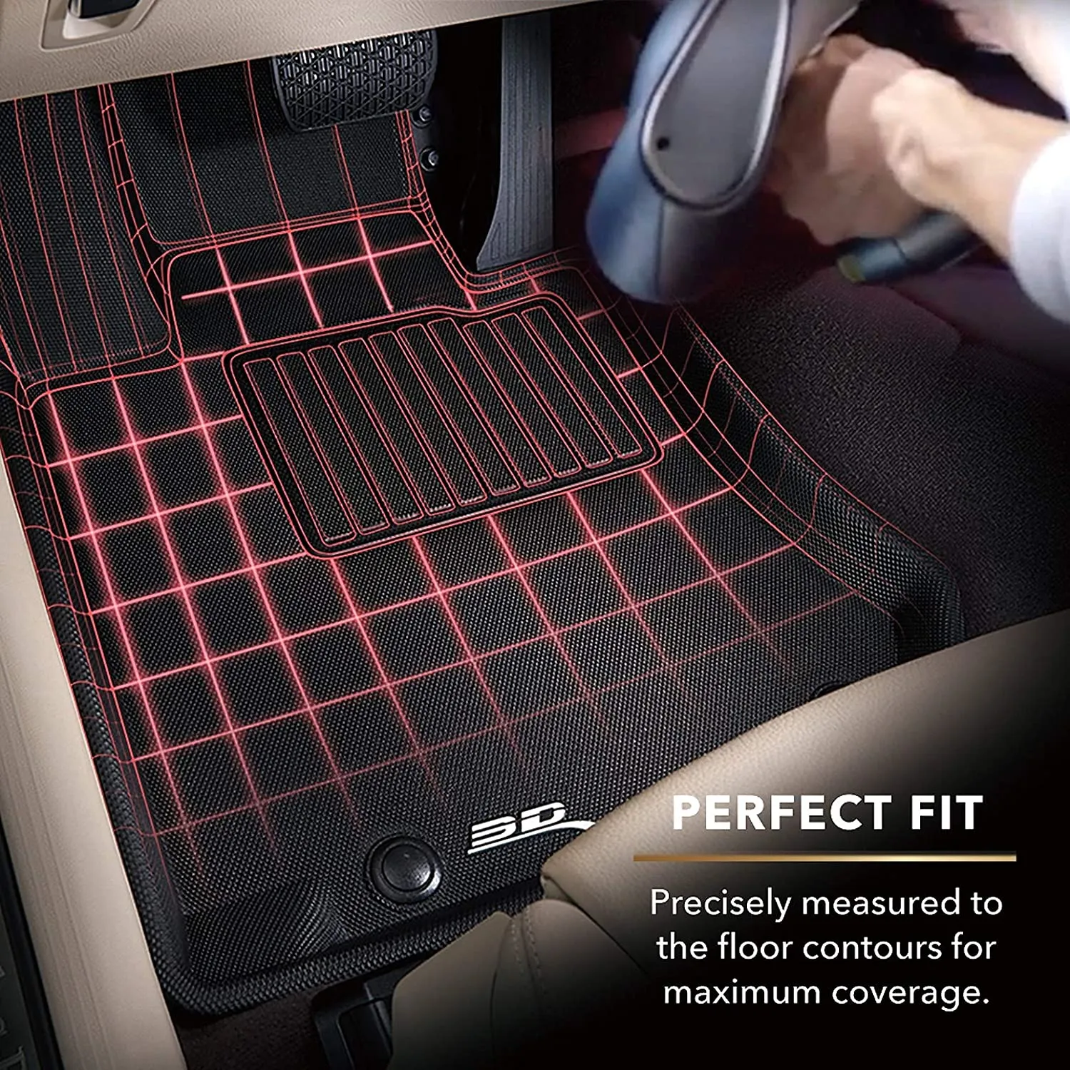 2018-21 Jeep Wrangler JLU 3D MAXpider All-Weather Floor Mats Custom Fit Car Floor Liners, Kagu Series (1st & 2nd Row, Black)
