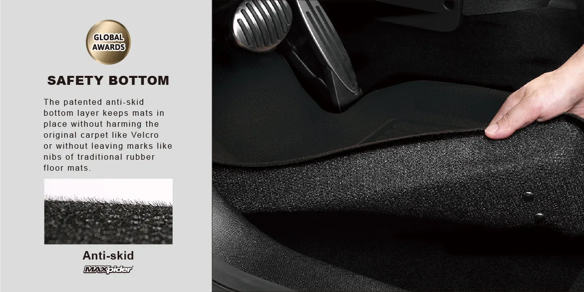 2018-21 Jeep Wrangler JLU 3D MAXpider All-Weather Floor Mats Custom Fit Car Floor Liners, Kagu Series (1st & 2nd Row, Black)
