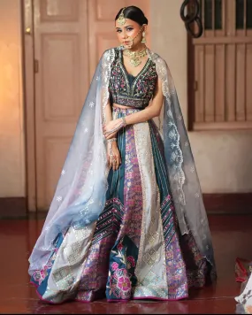 Blue Silk Heavy Bridal Lehenga