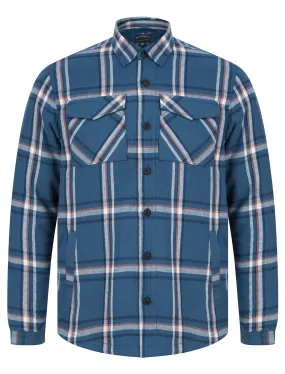 Hesperus Quilted Cotton Flannel Checked Overshirt Jacket in Dark Denim - Tokyo Laundry