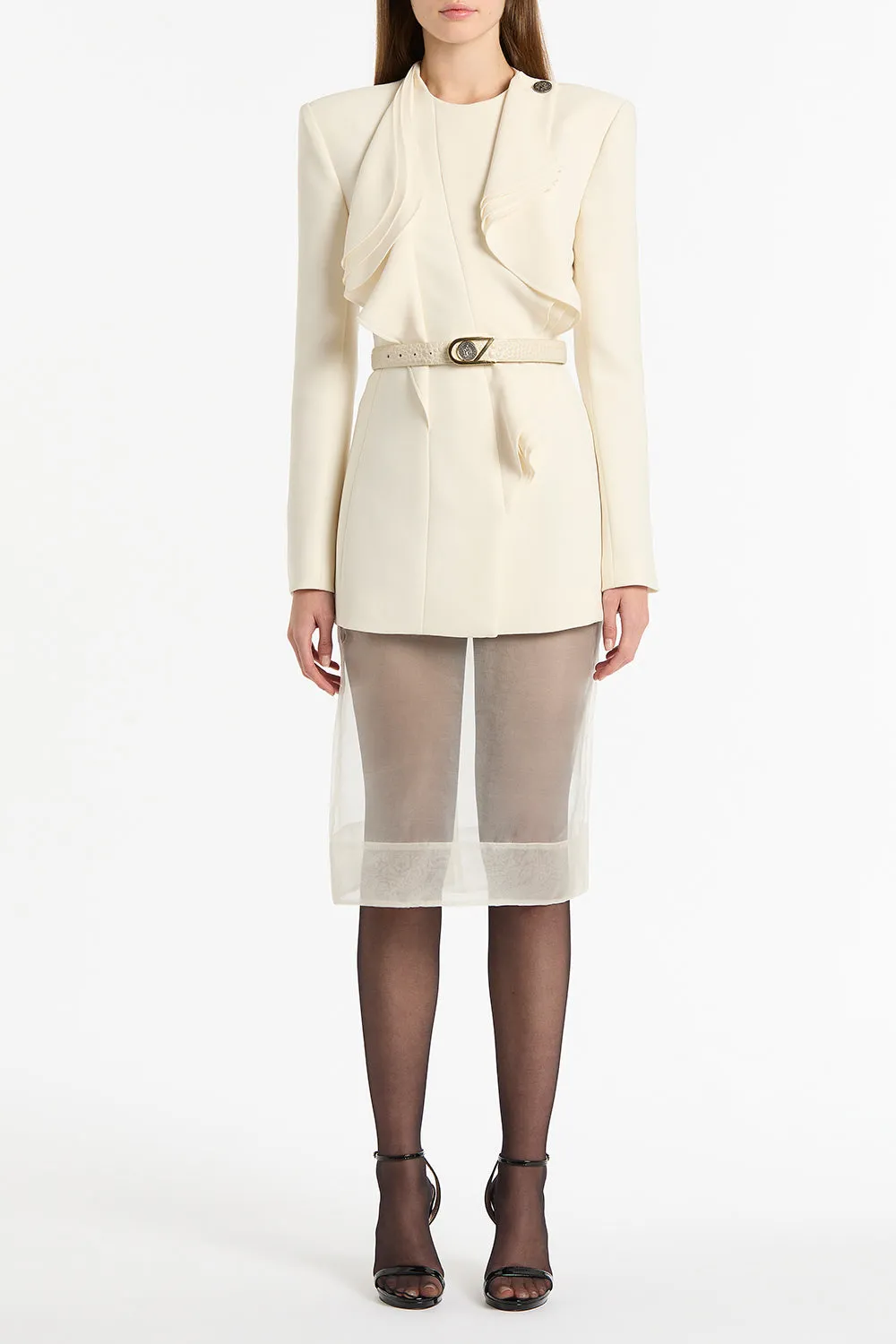 IVORY ORGANZA PENCIL SKIRT