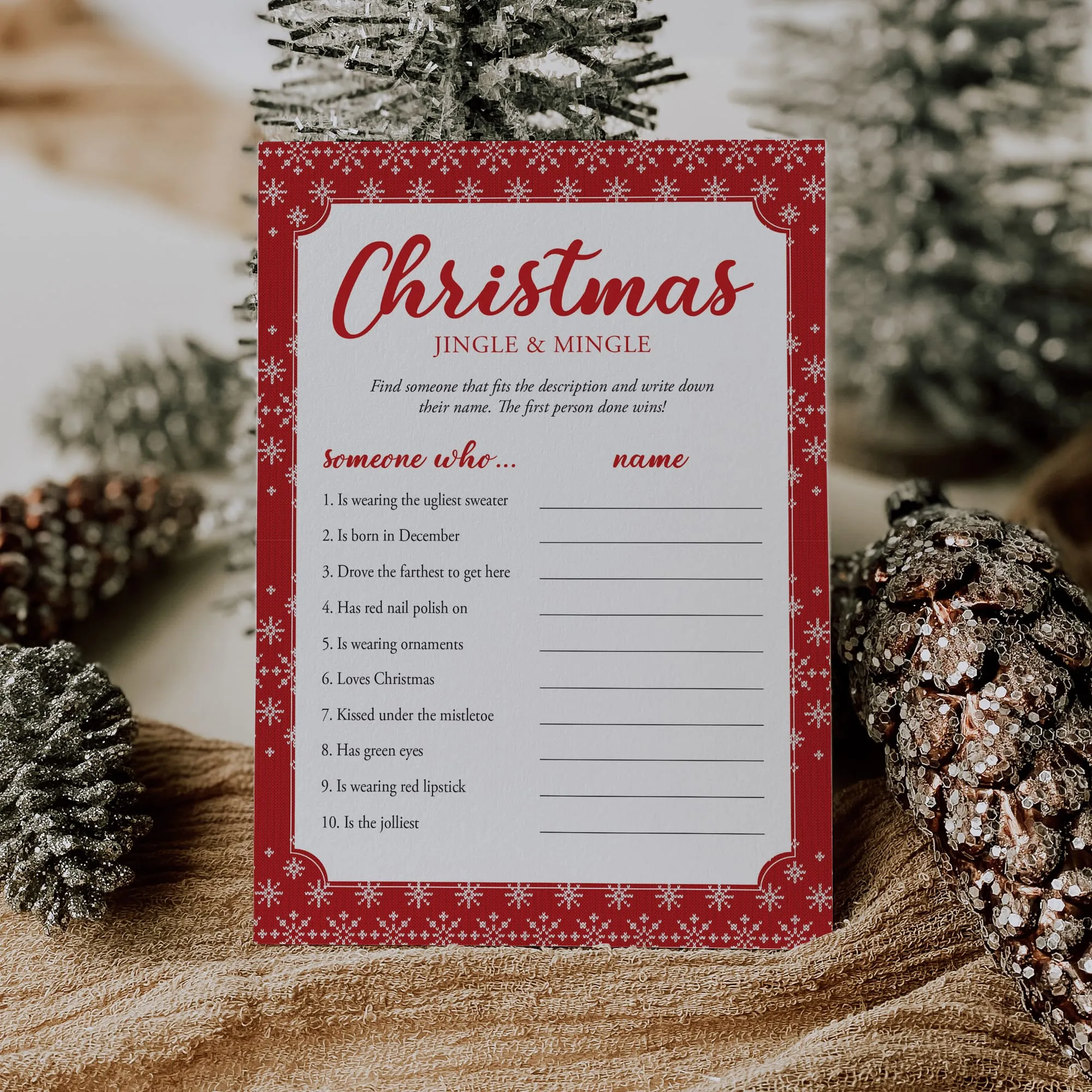 Jingle & Mingle Christmas Party Game Printable