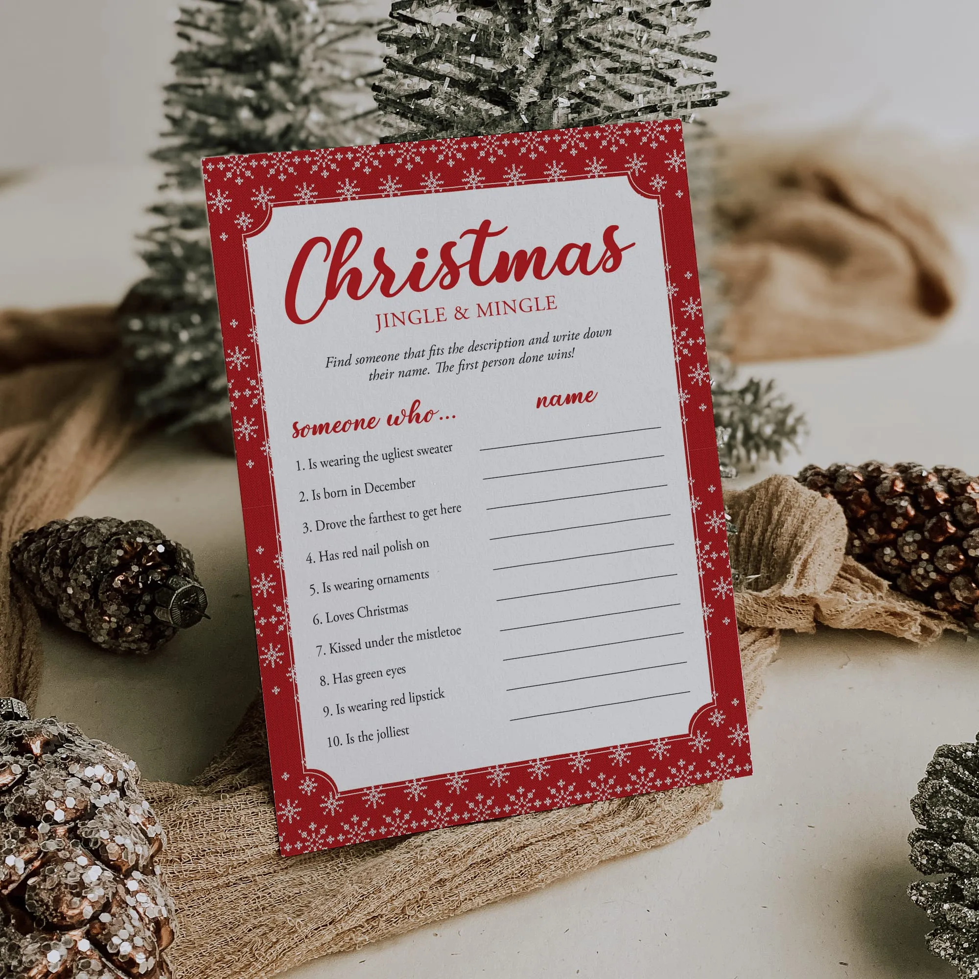 Jingle & Mingle Christmas Party Game Printable
