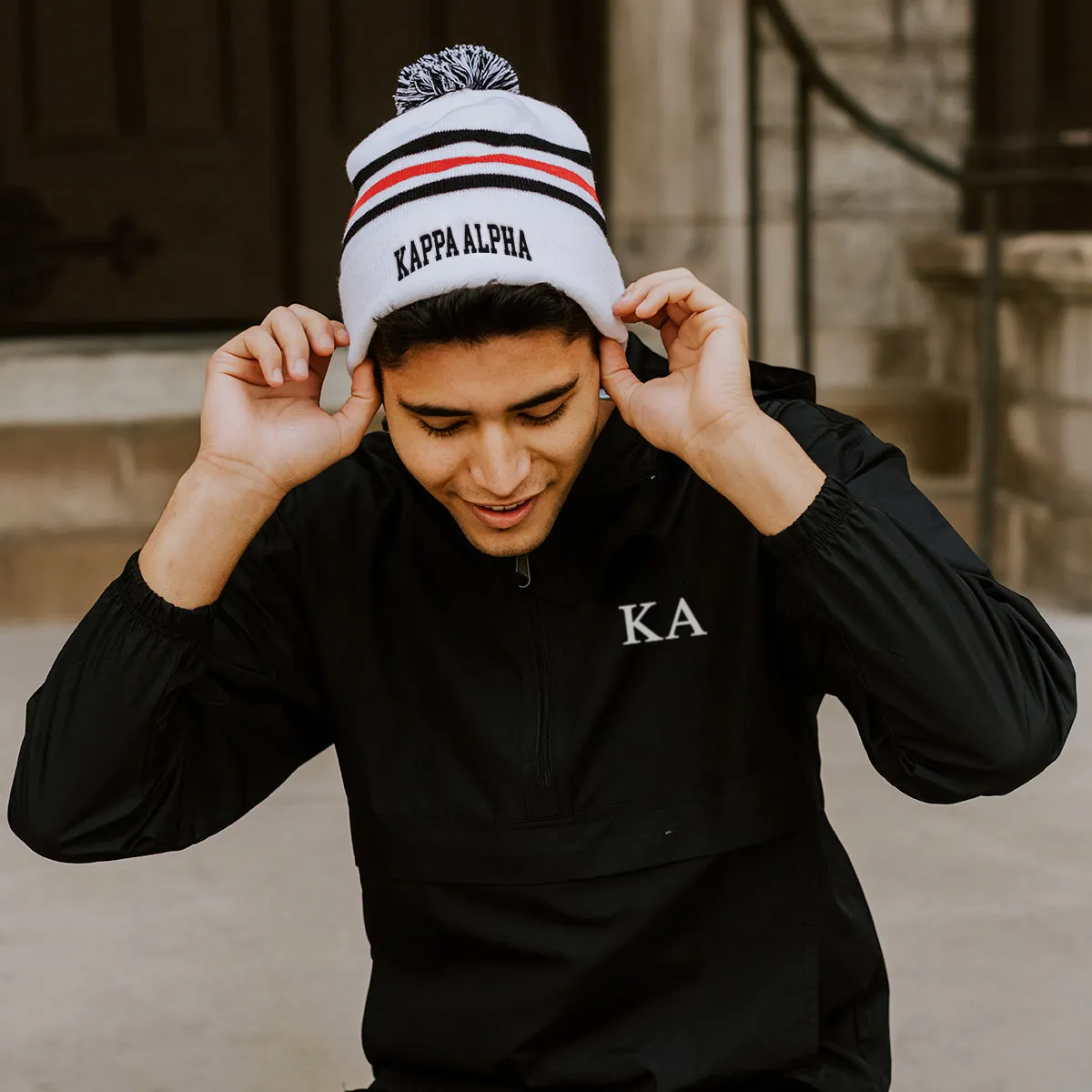 Kappa Alpha White Hockey Knit Beanie