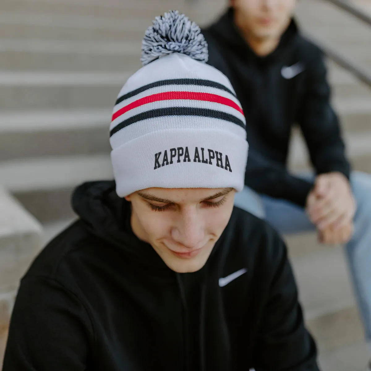 Kappa Alpha White Hockey Knit Beanie