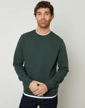 Men's Forest Green Mock T-Shirt Crew Neck Sweatshirt