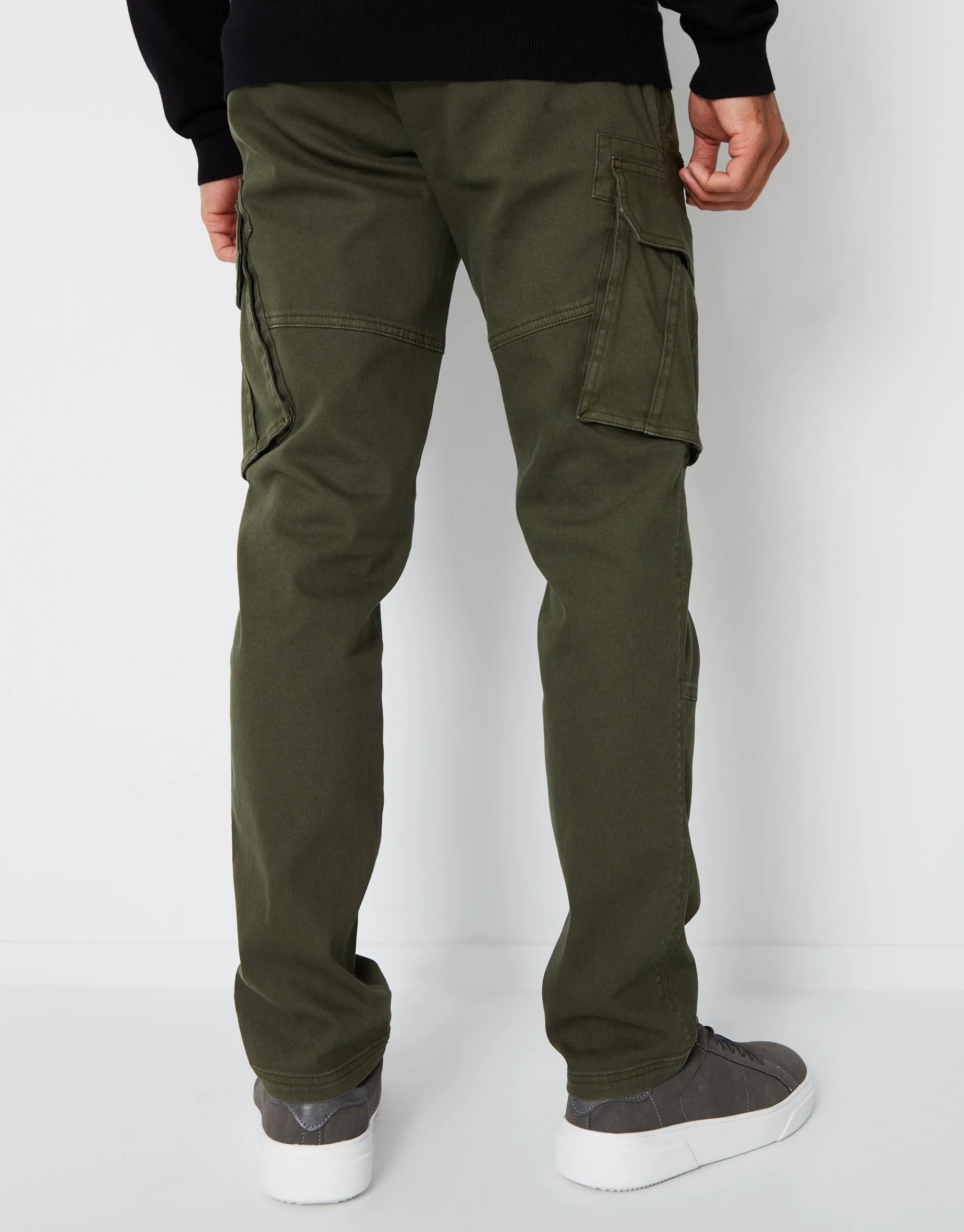 Men's Khaki Cargo Pocket Stretch Trousers