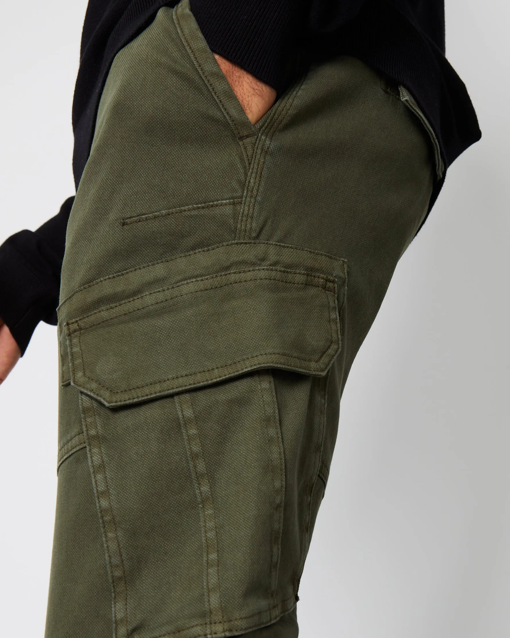 Men's Khaki Cargo Pocket Stretch Trousers