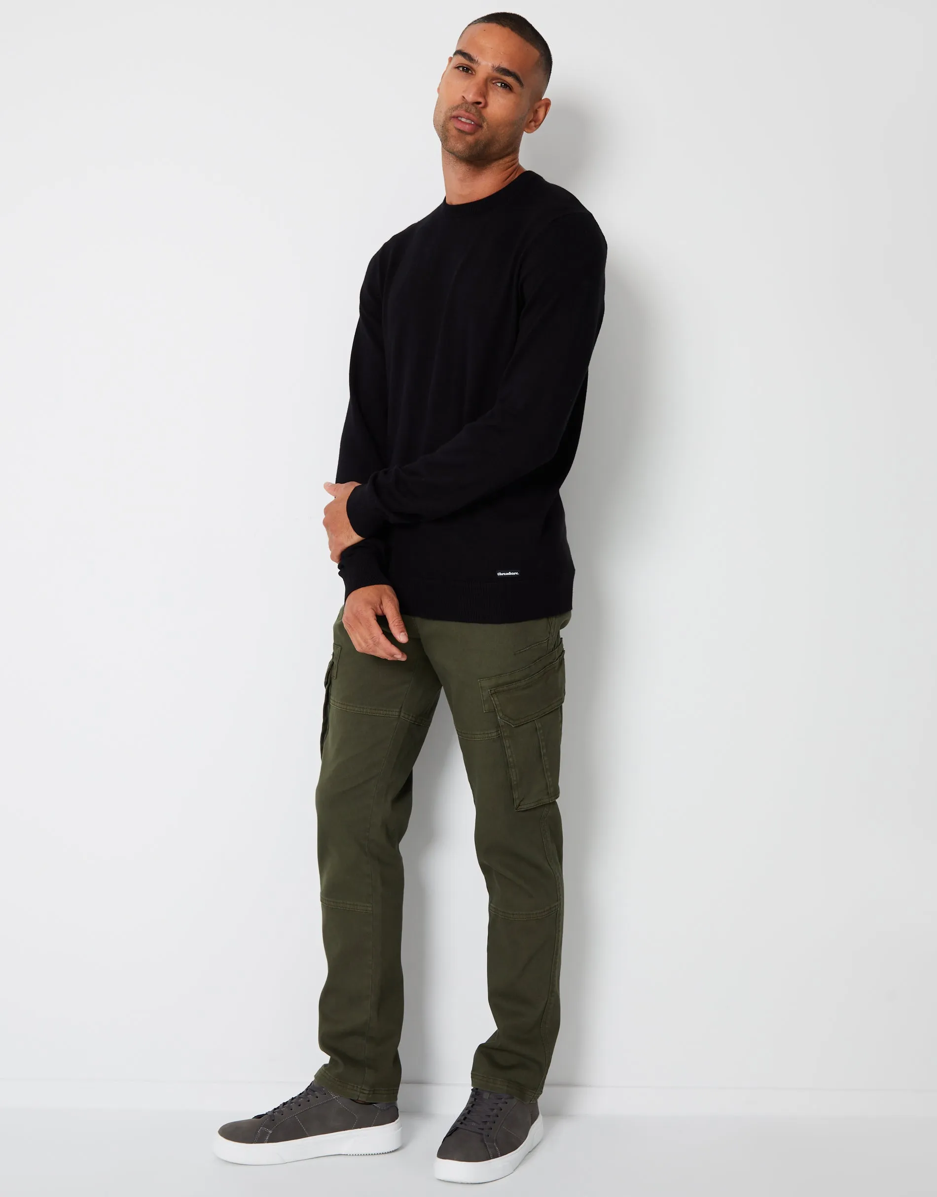 Men's Khaki Cargo Pocket Stretch Trousers